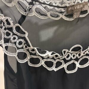 Fever Sheer Black Top with White Detailing